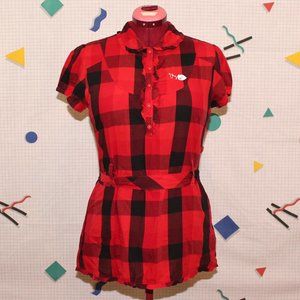 Vexy plaid belted blouse